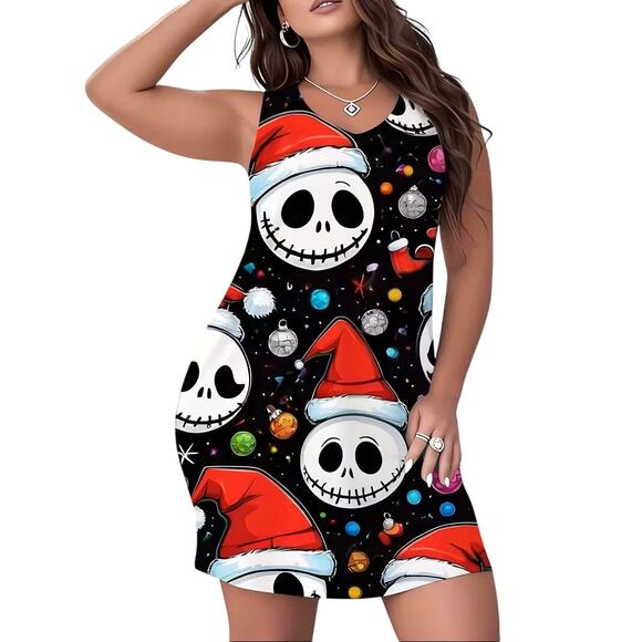 NWT ~ Christmas Jack Skellington Short Sleeveless Nightgown ~ Women's Plus 2XL - Picture 1 of 2